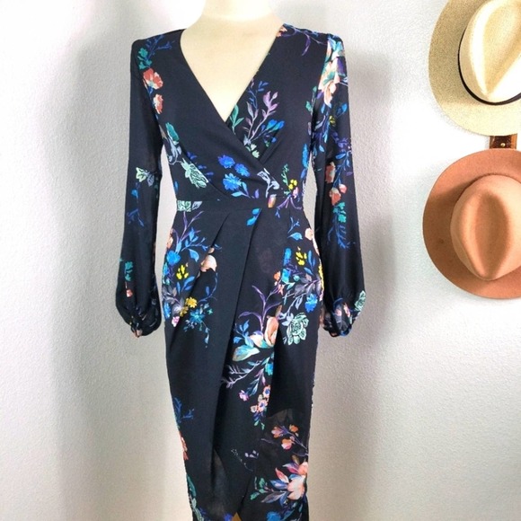 COOPER ST GINGER FLORAL ASYMMETRICAL FAUX WRAPPED DRESS SZ 4 - Picture 2 of 12
